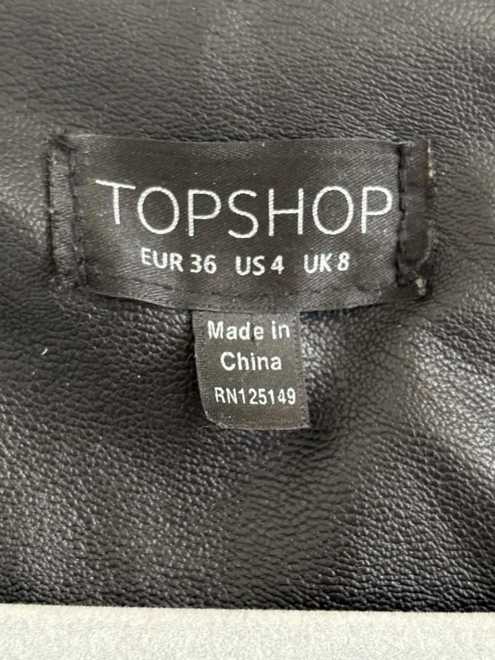 TopShop Nelly Black Faux Leather Biker Jacket Size 4 - Picture 10 of 12